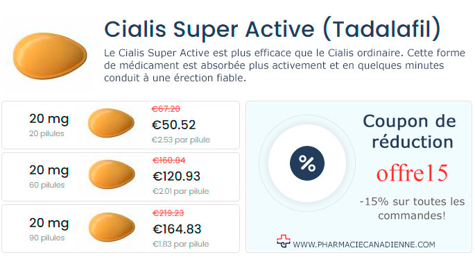 Pharmacie Canadienne acheter Cialis Super Active Tadalafil en ligne pas cher